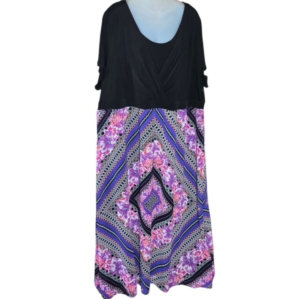 Catherines Womens Boho Faux Wrap Maxi Dress Size 3X Festival Travel Artsy Print